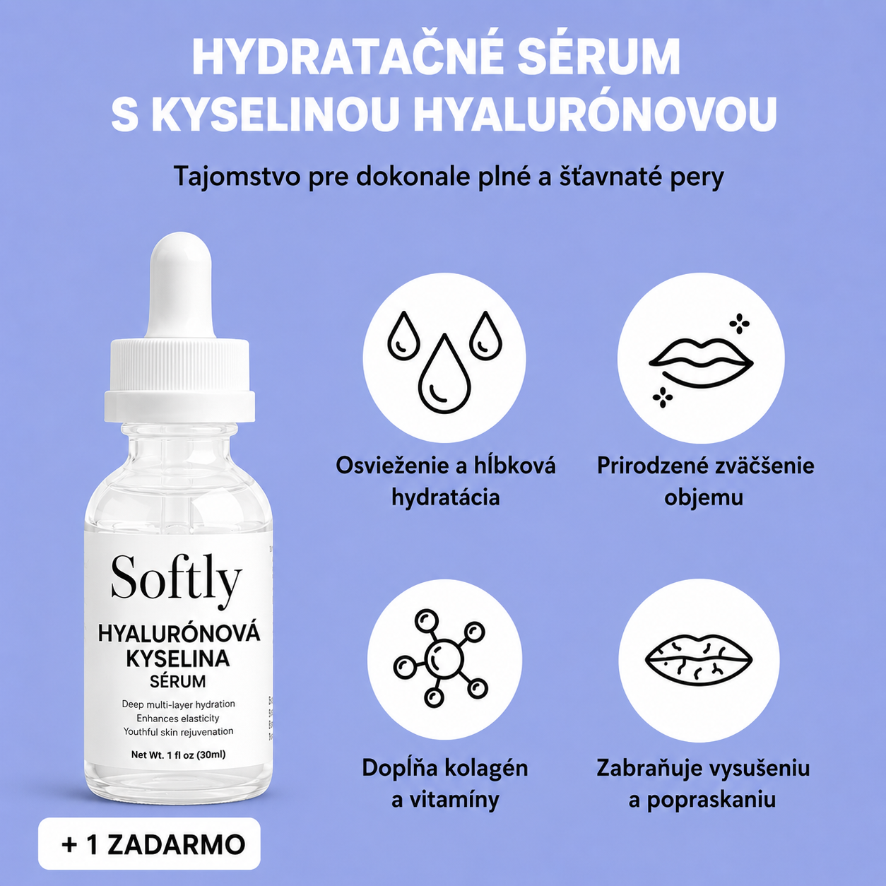 Sada Softly: Valček pre plnšie pery + hyalurónové sérum (zadarmo)